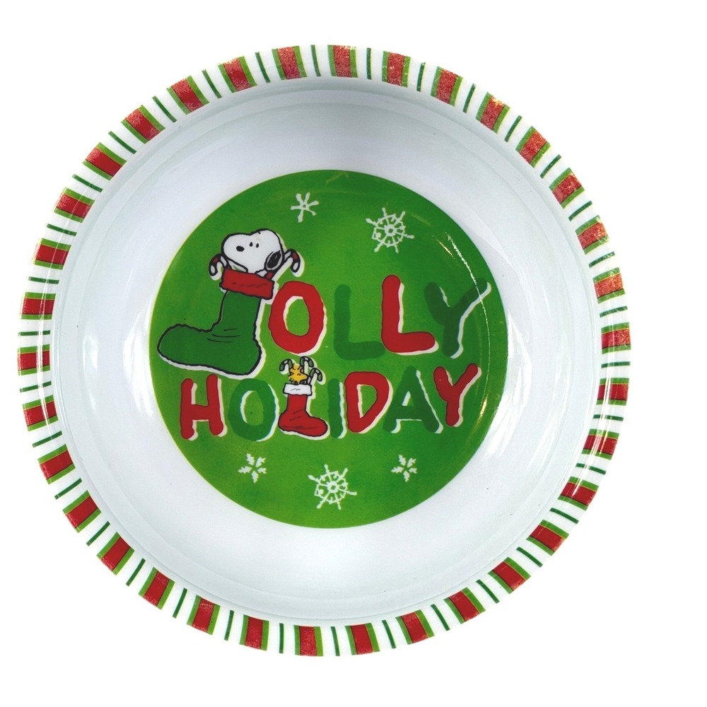 Peanuts Snoopy Woodstock Melamine Bowls Set of 3 Jolly Holiday Christmas Round